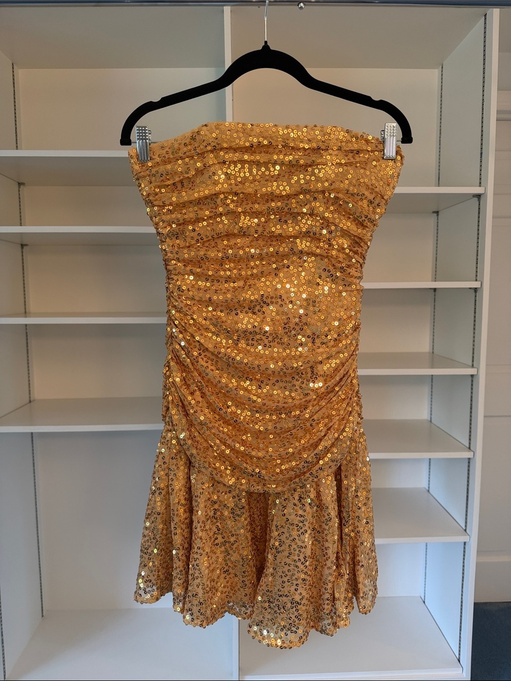 Betsey Johnson Evening Y2K Gold Sequin Mini Dress